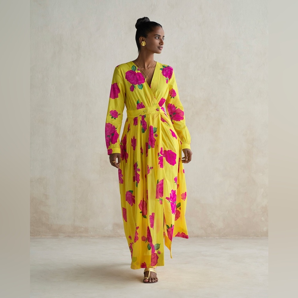 Nico Floral Dress - Yellow - Cotton Medium